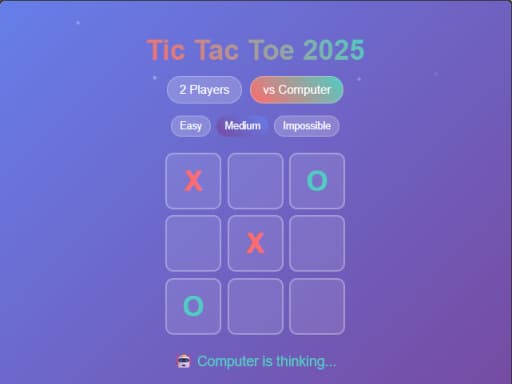 Tic Tac Toe 2025 game screenshot - puzzles - Free online game