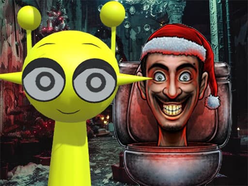 Sprunki in Backrooms Christmas Skibidi Terrors game screenshot - adventure - Free online game