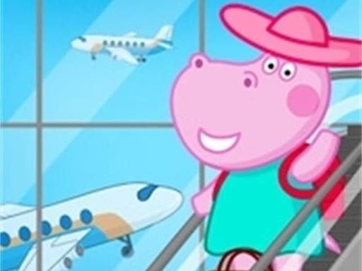 Captura de pantalla del juego Hippo Airport Travel - girls - Juego gratuito en línea