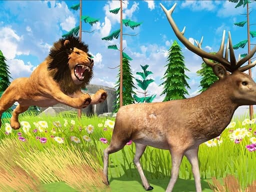 Realistic Lion Hunting Animal 2024 game screenshot - action - Free online game