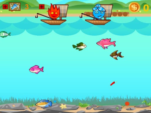 Captura de pantalla del juego Fireboy And Watergirl Go Fishing - sports - Juego gratuito en línea