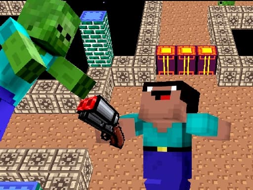 Space Adventure: Noobiks Battle vs Zombies game screenshot - action - Free online game