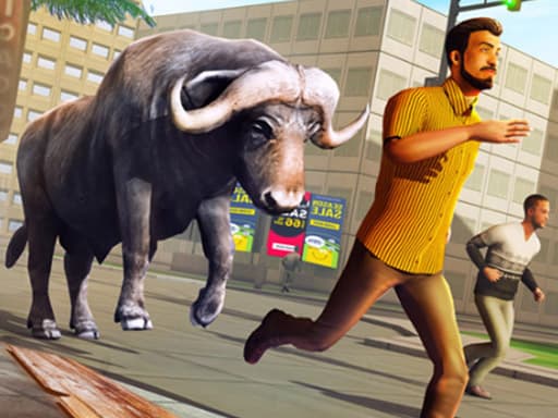 Angry Bull Attack Wild Hunt Simulator game screenshot - girls - Free online game