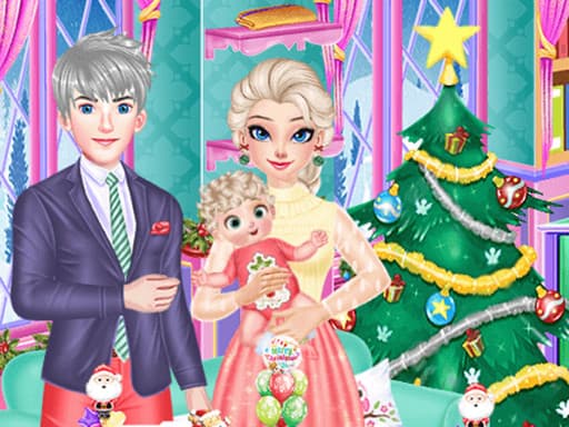 Captura de pantalla del juego Frozen Family Christmas Preparation - girls - Juego gratuito en línea