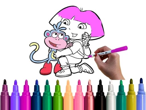 Dora Coloring Fun Time game screenshot - girls - Free online game