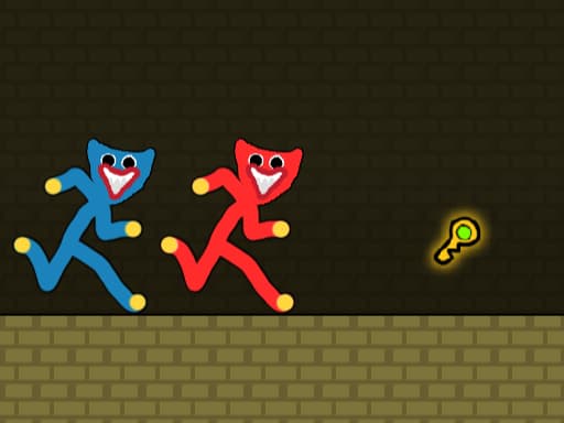 Red and Blue Stickman Huggy game screenshot - adventure - Free online game