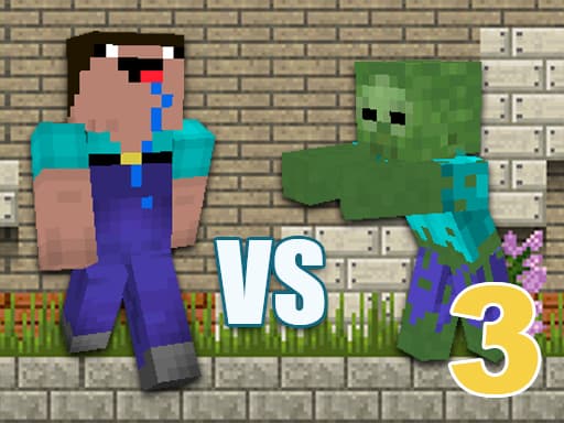 Minecraft Noob vs Zombies 3 game screenshot - shooting - Free online game
