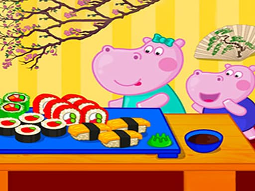 Hippo Japanese Cooking Party game screenshot - hypercasual - Free online game