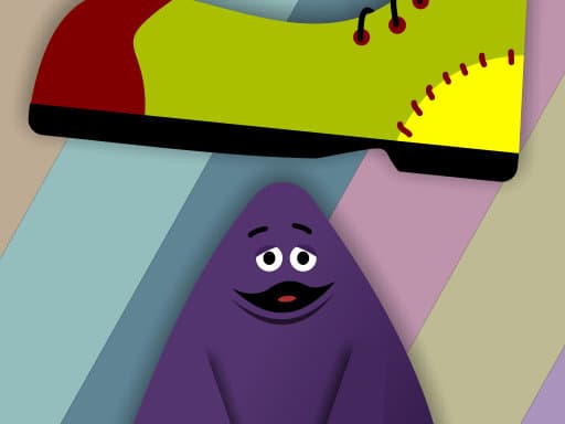 Captura de pantalla del juego Grimace vs giant clown shoes - arcade - Juego gratuito en línea