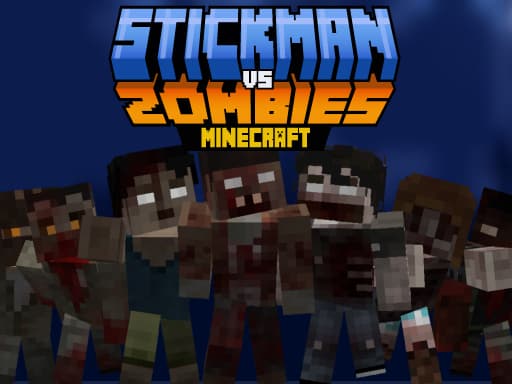 Stickman vs Zombies Minecraft game screenshot - fighting - Free online game