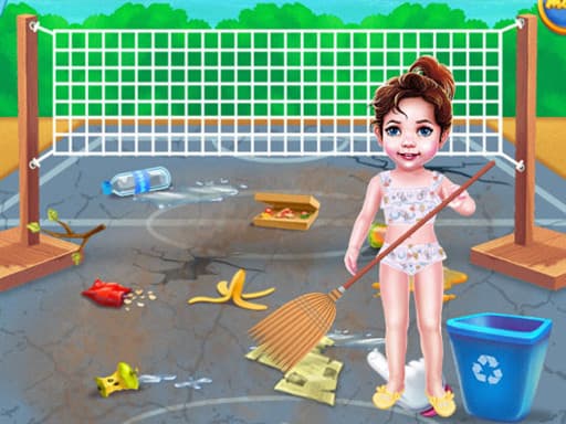 Baby Taylor Beach Cleaning Day game screenshot - girls - Free online game