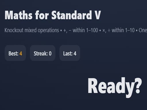 Maths for Standard V game screenshot - hypercasual - Free online game