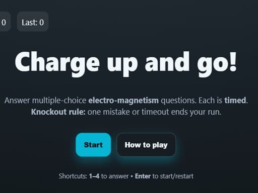Physics: Electro Magnetism Quiz game screenshot - hypercasual - Free online game