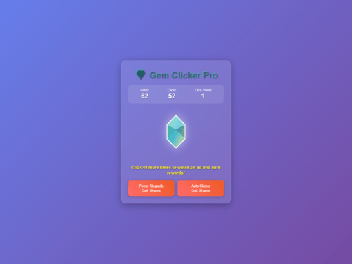 Captura de pantalla del juego gem clicker pro - clicker - Juego gratuito en línea