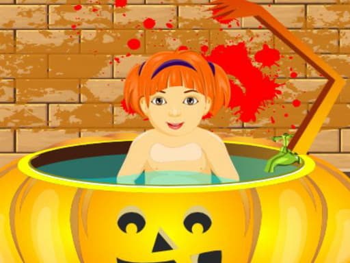 Little Baby Halloween Bathing game screenshot - girls - Free online game