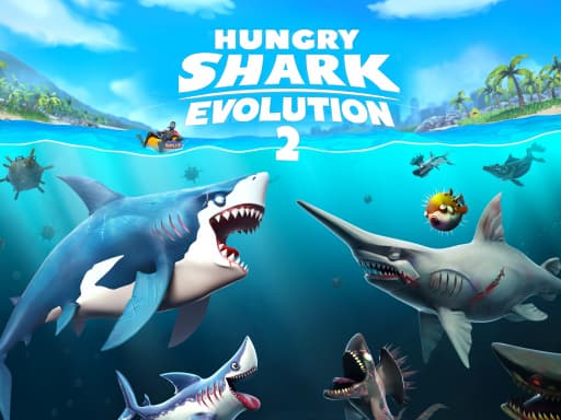 Captura de pantalla del juego Hungry Shark Evolution 2 - hypercasual - Juego gratuito en línea