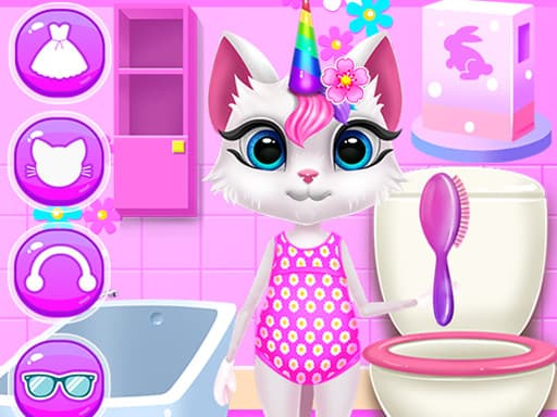 Captura de pantalla del juego Kitty Unicorn Daily Care - girls - Juego gratuito en línea