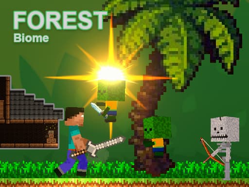 Noob vs Zombies - Forest biome game screenshot - adventure - Free online game