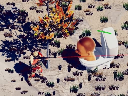 Captura de pantalla del juego TopDown Skibidi Toilet Shooting - shooting - Juego gratuito en línea