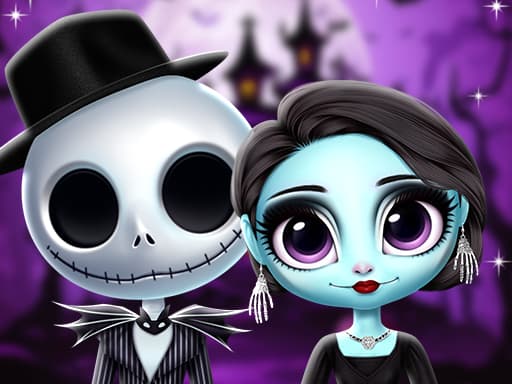 Nightmare Couple Halloween Party game screenshot - girls - Free online game
