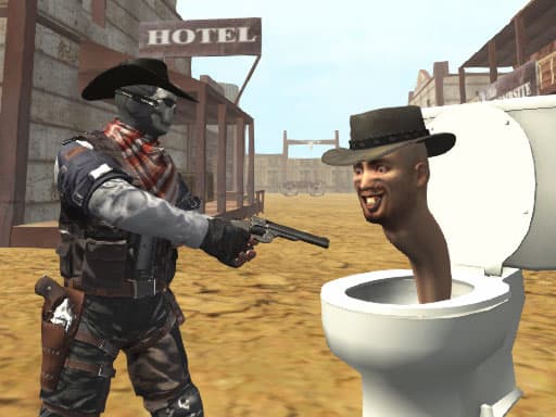 Captura de pantalla del juego Cowboy vs Skibidi Toilets - shooting - Juego gratuito en línea