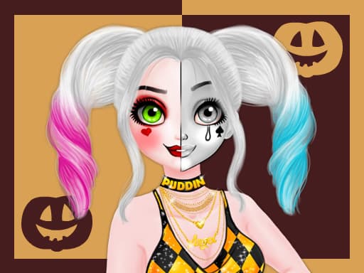 Princess Halloween Makeup HalfFaces Tutorial game screenshot - girls - Free online game