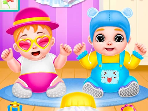 Twin Baby Care game screenshot - girls - Free online game