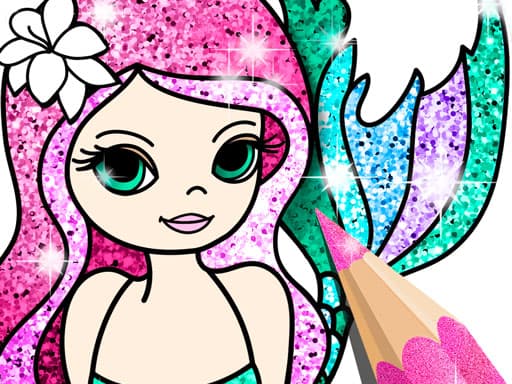 Mermaid Coloring Book Glitter game screenshot - girls - Free online game