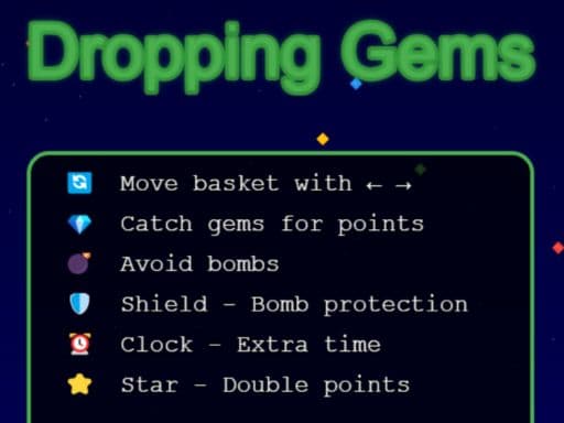 Dropping Gems game screenshot - arcade - Free online game