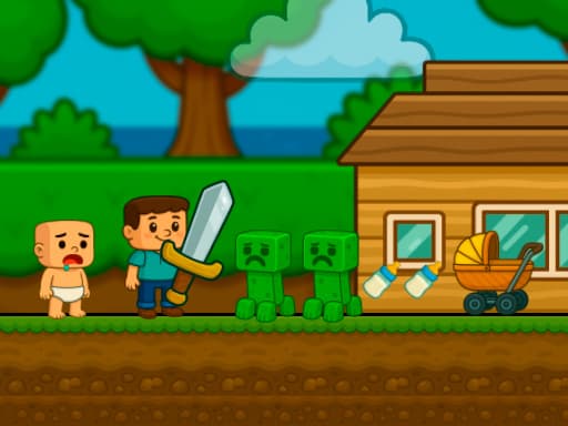 Captura de pantalla del juego Baby Noob Help! Steve - arcade - Juego gratuito en línea