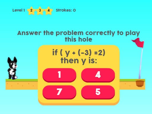 Captura de pantalla del juego MathPup Golf 4 Algebra - sports - Juego gratuito en línea