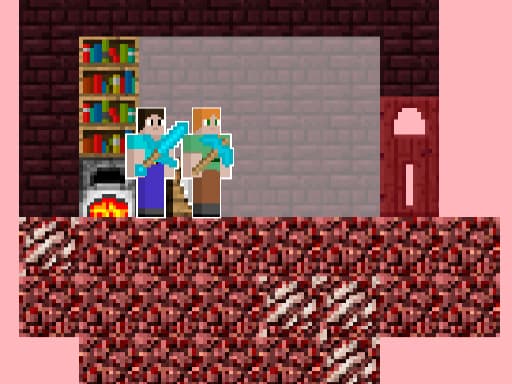 Captura de pantalla del juego Alex and Steve Nether - arcade - Juego gratuito en línea