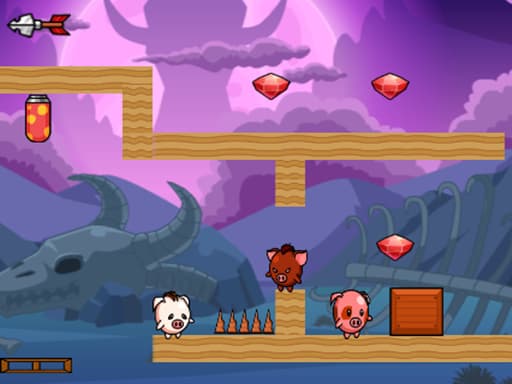 Pig Bros Adventure game screenshot - adventure - Free online game
