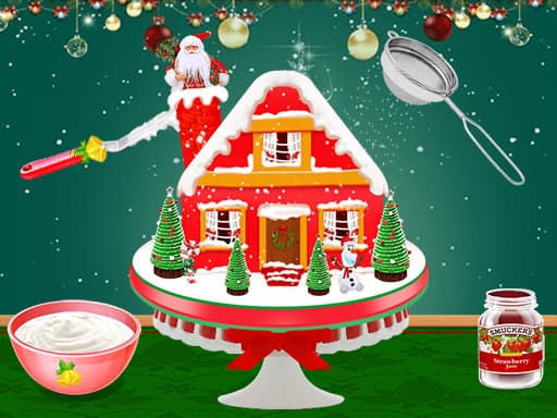 Xmas Gingerbread House Cake game screenshot - girls - Free online game
