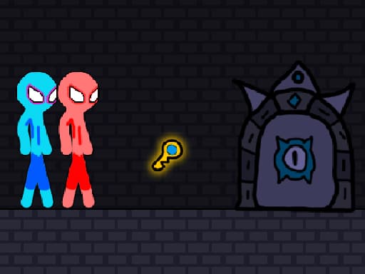 Red and Blue Stickman Rope game screenshot - adventure - Free online game