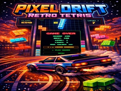 PIXEL DRIFT RETRO TETRIS游戏截图 - hypercasual - 免费在线游戏