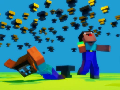 Noob vs Pro But Anvil Rain Minecraft game screenshot - arcade - Free online game