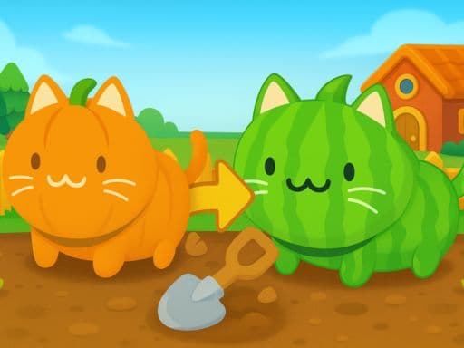 Brainrot Garden. Merge Cats game screenshot - puzzles - Free online game