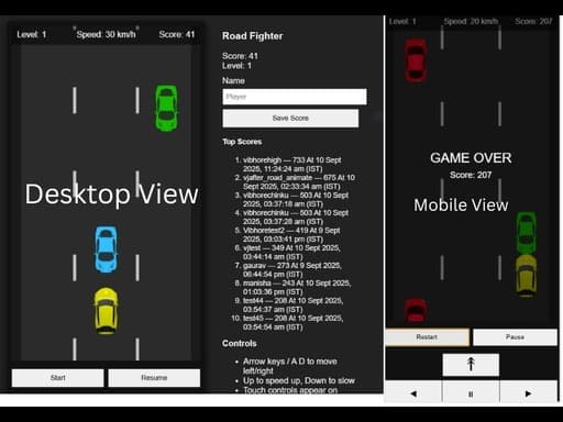 Road Fighter &ndash; Endless Car Racing game screenshot - racing - Free online game