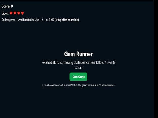 Captura de pantalla del juego Gem Runner - racing - Juego gratuito en línea